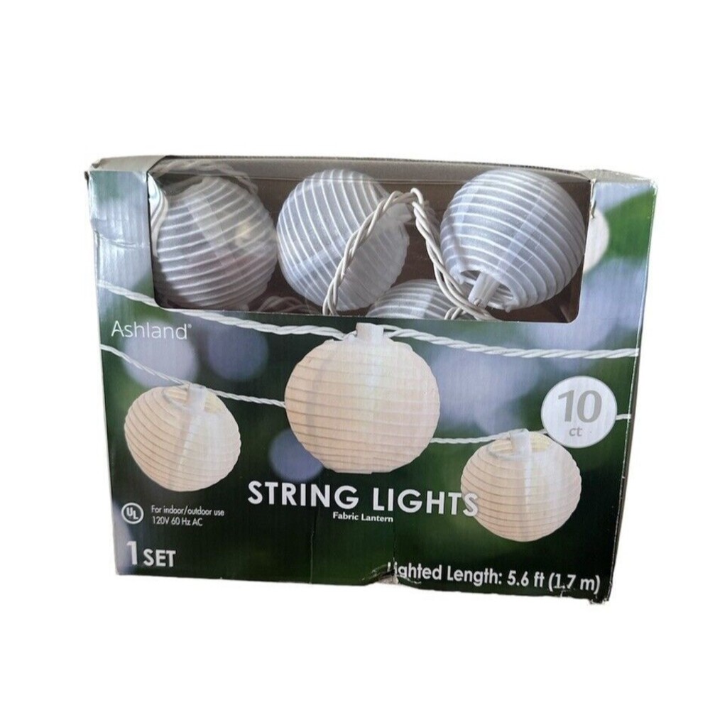 10ct. White Fabric Lantern String Lights By Ashland